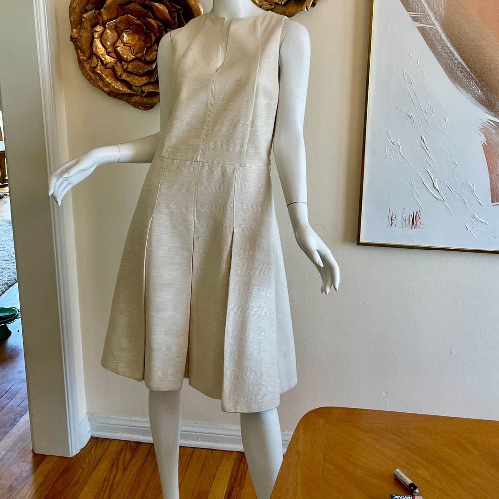 Akris Punto Cream Silk Mini Dress with Modern Elegance